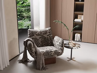 Italian Leisure Chair Fabric Sofa Fabric Single Chair Side Corner 3d model