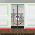 Elegant Modern Glass Room Divider With Metal Frame And Circular Design In White Wall Interior