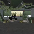 Modern Retail Store Interior Design With Display Wall Decorative Plants And Shelves