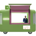 Green Mobile Food Truck Commercial Equipment With Pink Top And Transparent Windows
