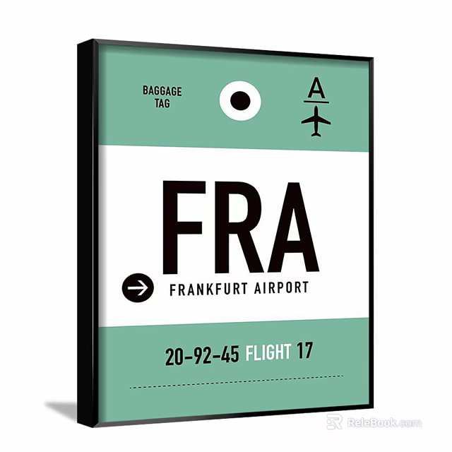 Baggage Tag With FRA Frankfurt Airport Flight 17 And Airplane Icon 3d model 