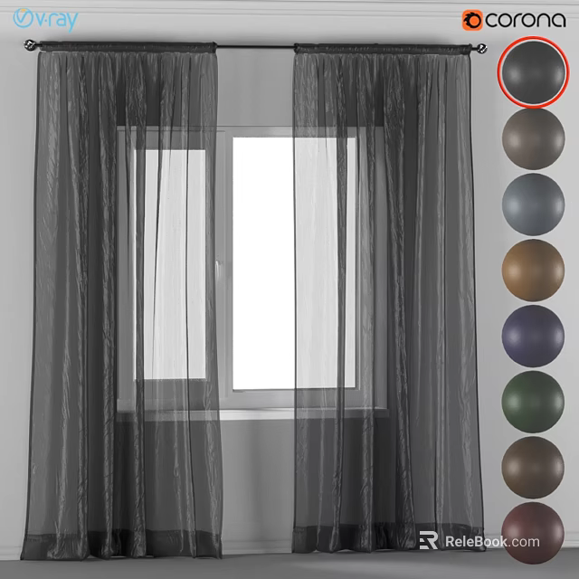 Sheer Curtains for Window with Multiple Color Options in Home Interior 3d model 