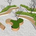Contemporary Tree Pit Design With Trees Green Plants Curved Pathway And White Pavement