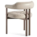 Modern Beige Upholstered Dining Chairs With Armrests And Sturdy Metal Legs