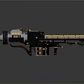 Detailed 3D Rendered Weapon With Metallic Body Golden Accents And Long Barrel