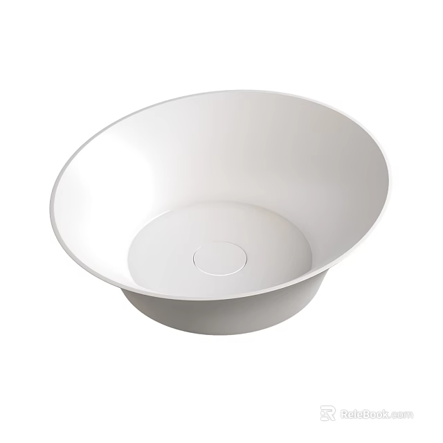Minimalist Modern White Round Bowl Shaped Ceramic Washbasin With Smooth Surface 3d model 