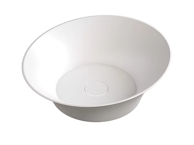 Minimalist Modern White Round Bowl Shaped Ceramic Washbasin With Smooth Surface 3d model