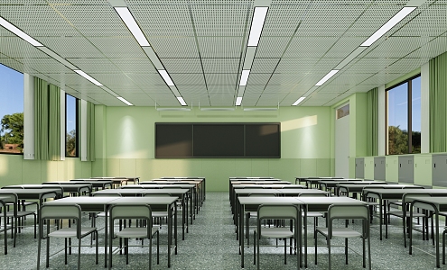 Modern Classroom New Green 3d model