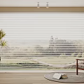 Modern Venetian Blinds Curtain Cloth Curtain Dream Curtain Vertical Curtain Single Leisure Chair Jewelry Ornaments Green Plant Potted Plant 3d model