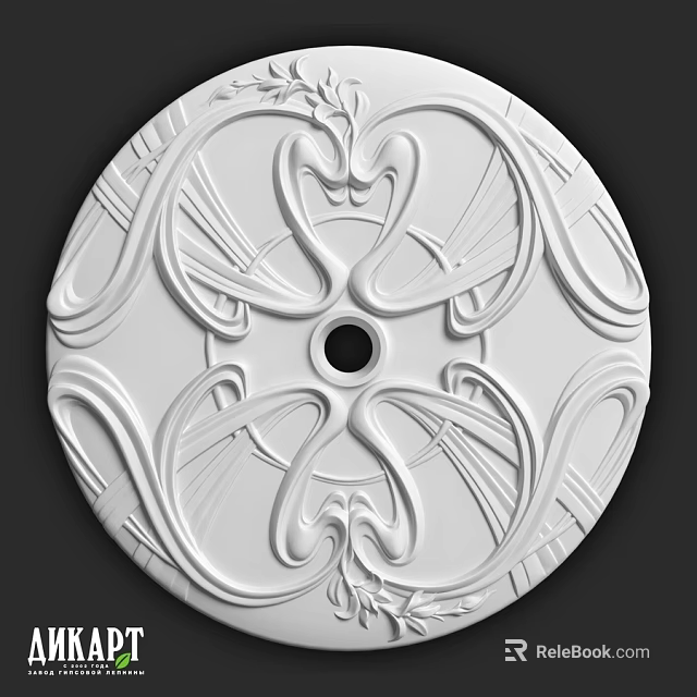 White Circular Decorative Component With Intricate Swirl Patterns And Central Hole 3d model 
