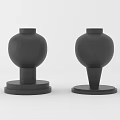 Modern Minimalist Black Ceramic Vessels With Different Base Designs On White Background 3d model
