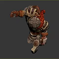 Standing Man With Red Hair In Samurai Style Armor Holding Large Axe