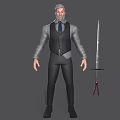Cartoon Man Gentleman Game Character Game Character Swordsman Alien Character Anime Character Middle-aged Man Suit 3d model