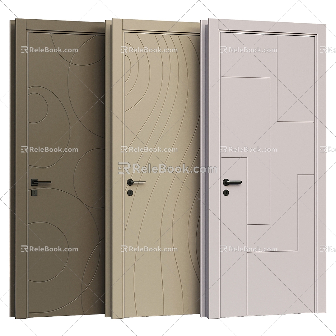 Stella single door bedroom door 3d model