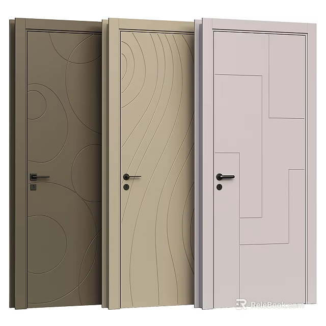 Modern Hinged Doors With Various Textured Patterns And Neutral Color Styles 3d model 