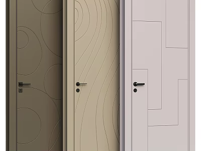 Modern Hinged Doors With Various Textured Patterns And Neutral Color Styles 3d model