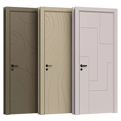 Modern Hinged Doors With Various Textured Patterns And Neutral Color Styles 3d model