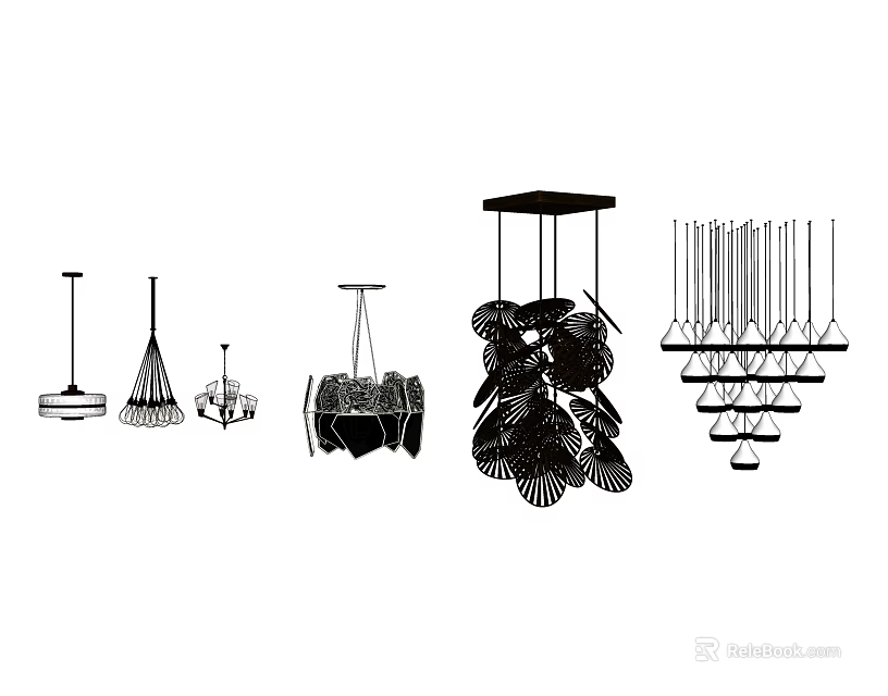 Various Stylish Modern Chandeliers With Unique Design Styles For Home 3d model 