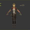 Game Movie Female Character With Pilot Cap Red Vest Tattoos And Gun