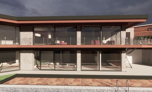 Modern single-family villa 3d model