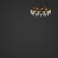 Modern Chandelier with Golden Circular Frame and Transparent Crystal Pendants for Elegant Interior Illumination