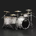 White TAMA Drum Set With Complete Cymbals And Percussion Musical Instrument Kit