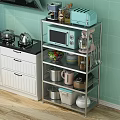 Stainless Steel Rack With Various Kitchenware In Modern Kitchen 3d model