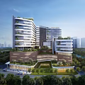 Modern Multi Story Office Building With Greenery Covered Exterior Near River and Lush Urban Surroundings