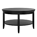 Black Wooden Round Coffee Table With Lower Shelf And Simple Design 3d model