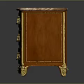 Classical Chest of Drawers with Marble Top Golden Ornate Handles and Elegant Wood Accents