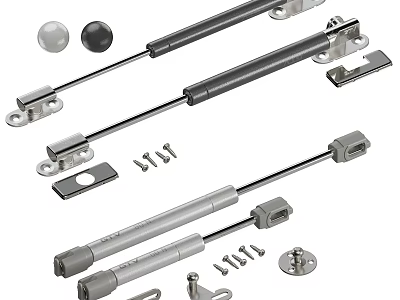 Stainless Steel Gas Spring Hydraulic Support Rods With Mounting Brackets And Screws 3d model