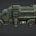 Vintage Green Military Style Truck with Rugged Mechanical Parts and Heavy Duty Tires