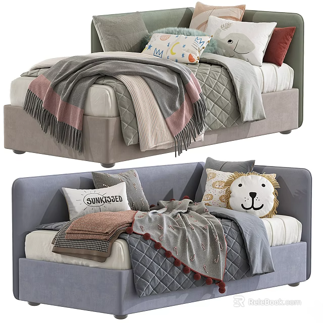 Cozy Modern Multi Seat Sofa With Soft Pillows And Warm Blankets 3d model 