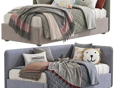 Cozy Modern Multi Seat Sofa With Soft Pillows And Warm Blankets 3d model