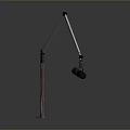 Modern Desk Lamp With White Long Arm Black Base Red Accents And Black Clamp
