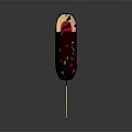 Chocolate Coated Popsicle With Wooden Stick Colorful Sprinkles And Apple Slice Inside