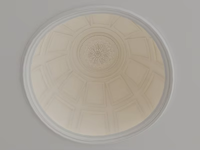 Elegant Round Ceiling Design with Ornate Center Medallion and Geometric Panels 3d model