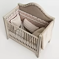 Cozy Wooden Baby Crib With Padded Headboard Soft Pillows And Elegant Design