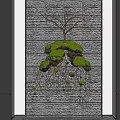 Modern Indoor Landscape Design Featuring Textured Wall And Hanging Plant Installation With Green Leaves