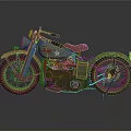 Classic Vintage Military Green Motorcycle With Red Seat And White Star