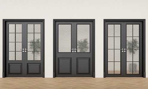 French glass double door 3d model