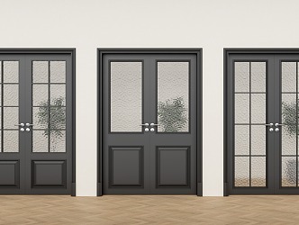 French glass double door 3d model