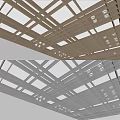 Modern Interior Grid Ceiling Design With Recessed Lights And Two Tone Colors 3d model