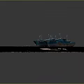 Work Boat On Sand Ground With Crane And Deck Equipment