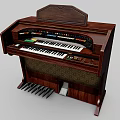 Vintage Wooden Organ With Multiple Keyboards Pedals And Classic Retro Design
