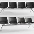 Modern Black Public Chairs with Metal Frame and Four Seats Modern Design