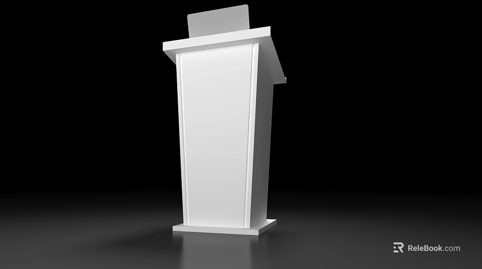 Modern White Podium with Digital Screen on Top in Minimalist Design 3d model 