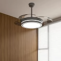 Ceiling Mounted Air Conditioner Fan With Light In Modern Wooden Wall Room