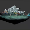 3D Landscape Model with Snowy Peaks Mountains Rivers Lakes and Diverse Terrains