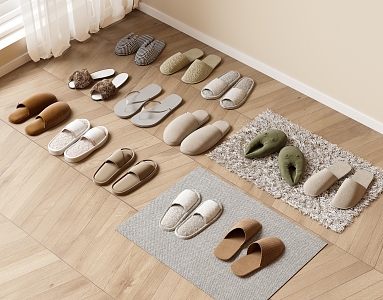 Slippers Hotel Slippers Casual Cloth Slippers Woolen Carpet 3d model